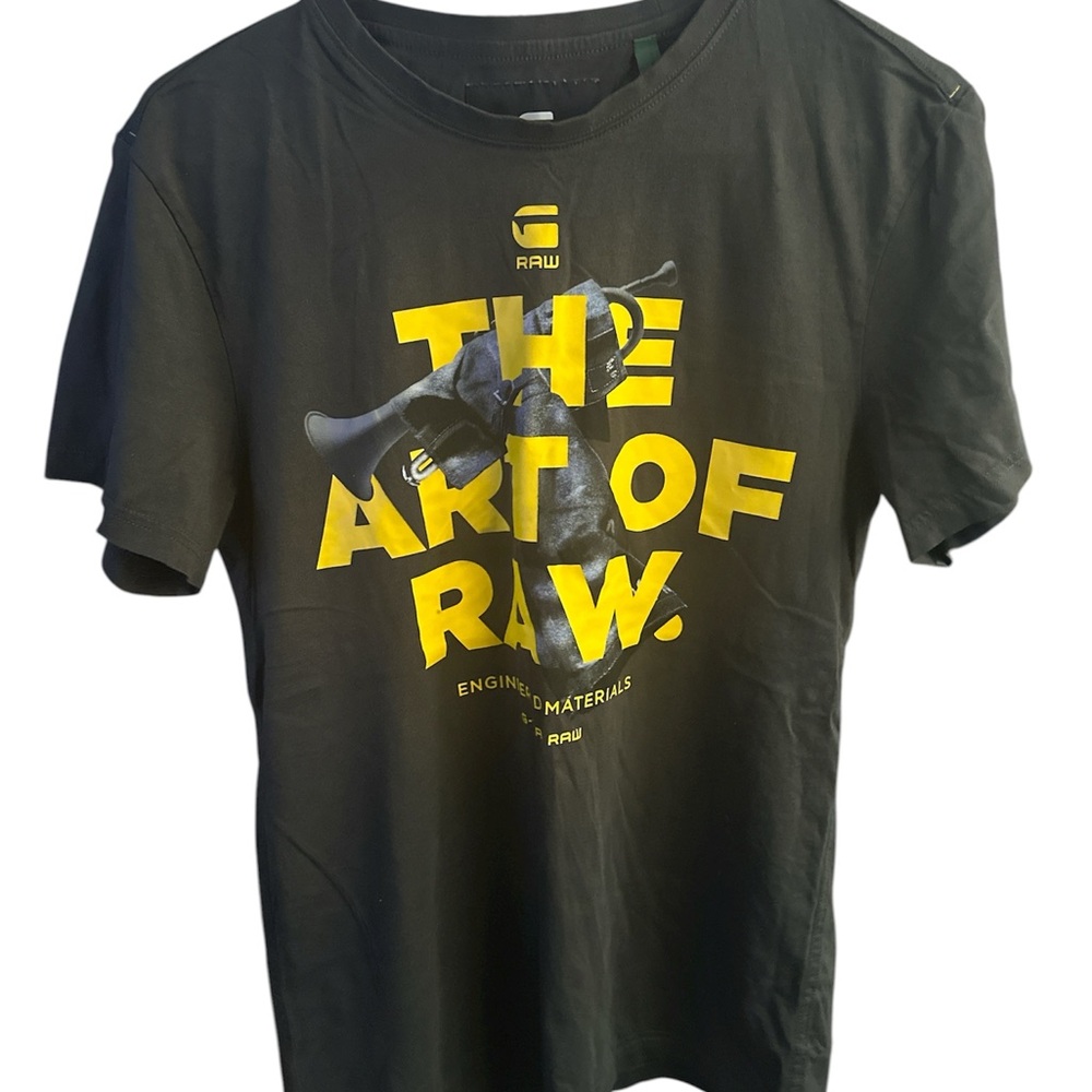 G-STAR RAW Charcoal Graphic T-Shirt with Yellow Print